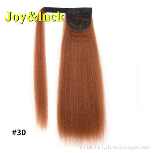 Wholesale Price Wigs In Afro Winding Ponytail Yaki Long Straight With Comb Ponytail 22 inch Soft Fluffy Synthetic Hair Extension